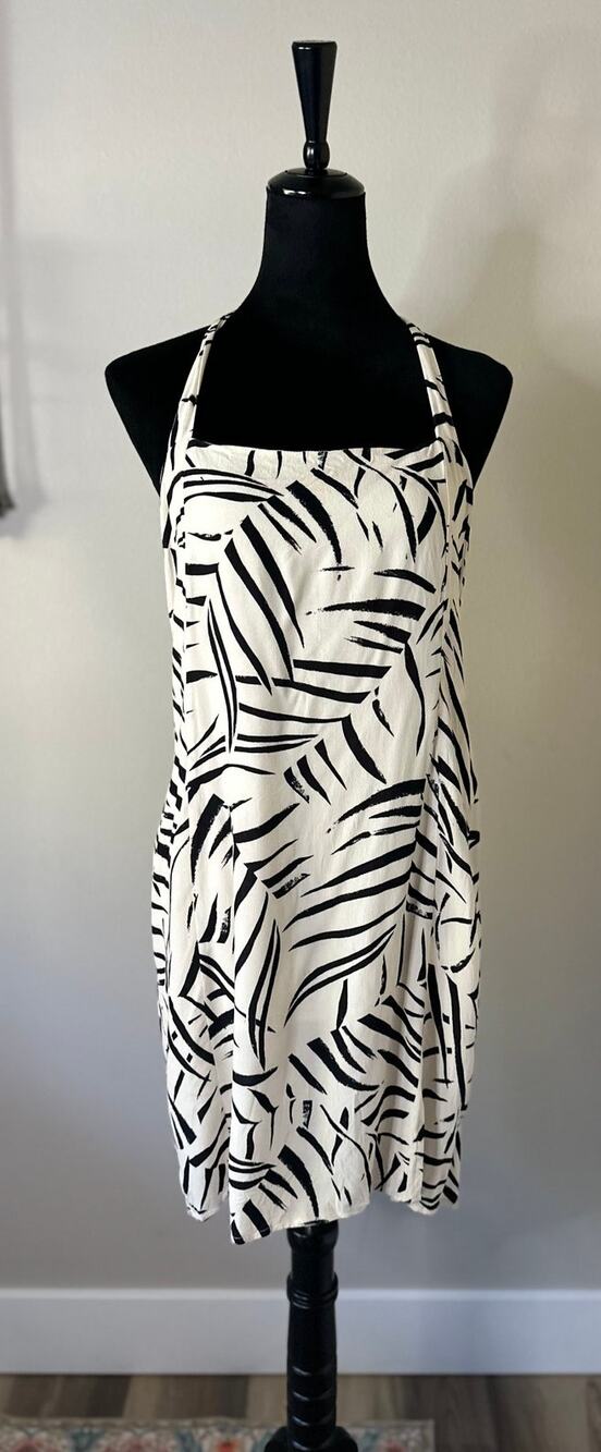 SALTWATER LUXE Zebra Print Halter Backless Mini Dress in Cream Size L